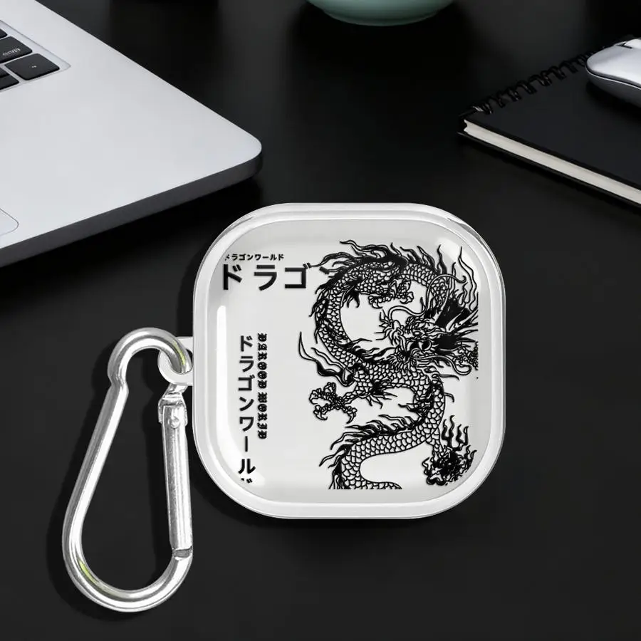 

Case For Samsung Galaxy Buds 4Pro 2 2Pro 3 FE 3Pro 4 Pro Live Clear Earphone Cases Cover With Hook The Art World Of Dragons