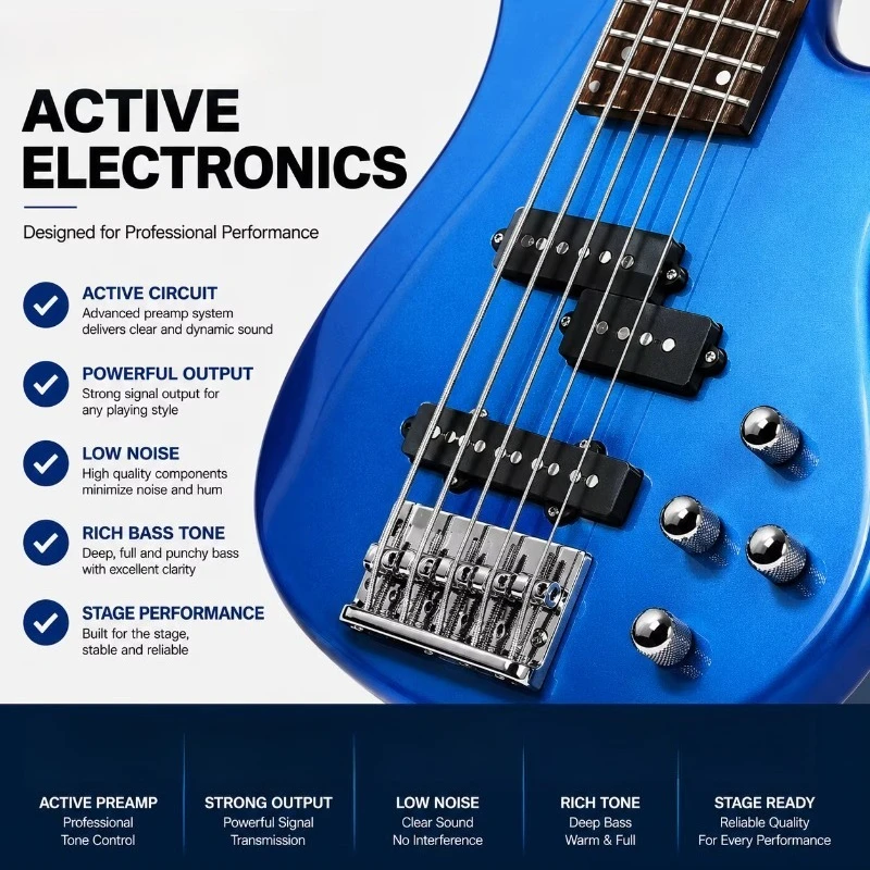 5 String Active Electric Bass Guitar Custom  Wholesale Bass Guitar Manufacturer