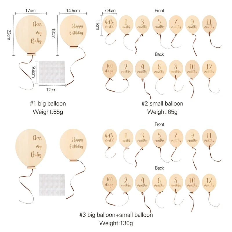 Wooden Balloon Milestone Photo Accessories For Newborns Photography Props 0-12 Baby Shower Decorating Toys Boys And Girls Gift