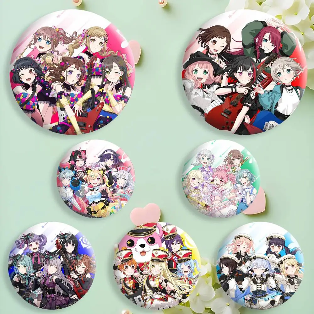 

BanG Dream Poppin'Party Afterglow mygo Roselia Brooches Cartoon Badge Pins Backpack Hat Accessories Friend Gift