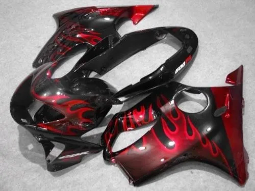 Customized Motorcycle Fairing kit for HONDA CBR600 F4 99 00 CBR600F4 1999 2000 F4 CBR600 Red flames black ABS Fairings set-Hey