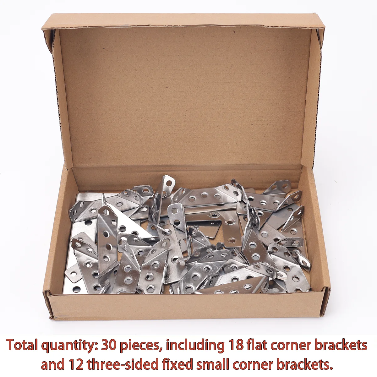 30pcs Stainless Steel L-Shaped Corner Brackets, Right-Angle Support Brackets, Multi-Functional Small Corner Brackets.