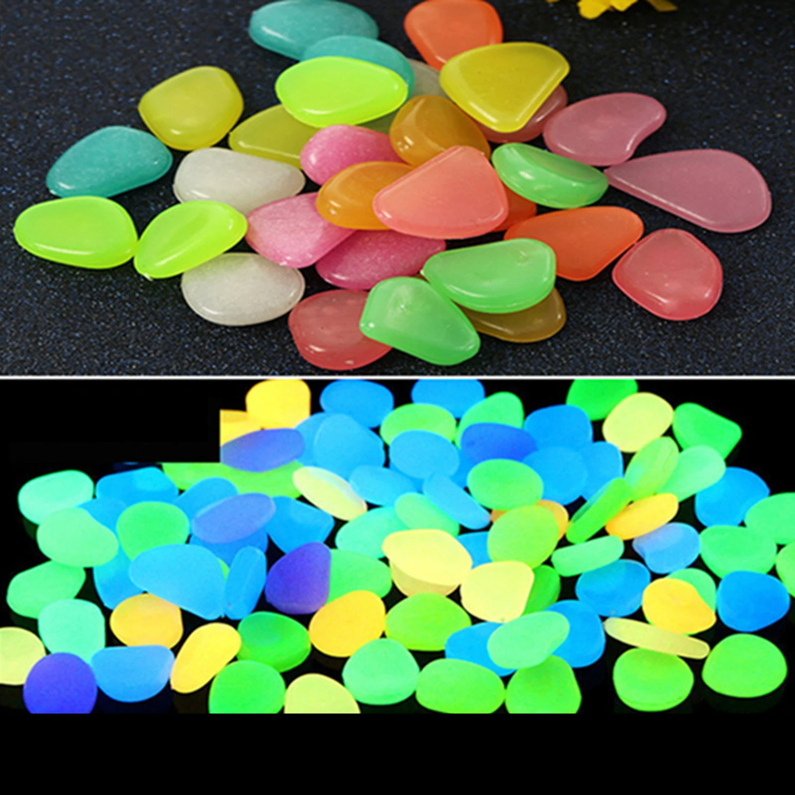 200/400/600/1000pcs Glow In The Dark Rocks Glow In The Dark Pebbles Night Guide Pebbles for Aquarium Garden Walkway