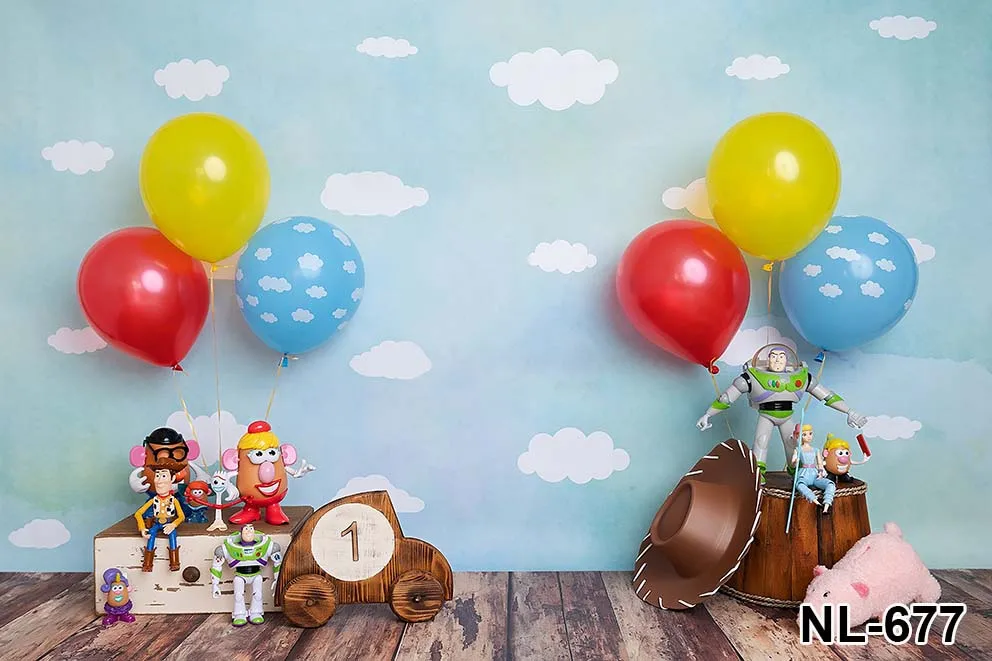 Toy Story Photography Backdrops Custom Cartoon Birthday Photocall Photo Backdrop for Photo Studio Cilindros Para Fiesta