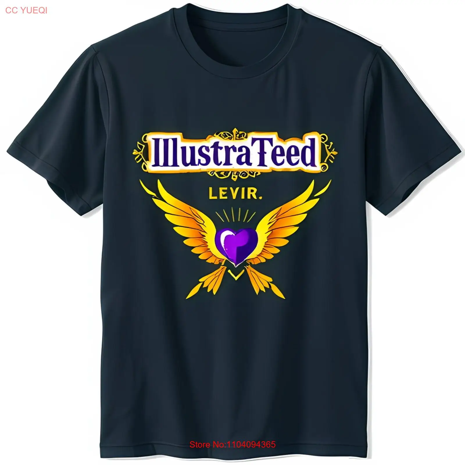 Elegante camiseta negra con gráfico único de corazón y alas IlustraTeeD y LEVIR