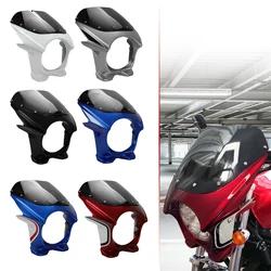 Motorcycle Red White Front Headlight Fairing Windshield For Honda CB400 Universal 7inc Retro Headlamp Windscreen ABS Guide Cover