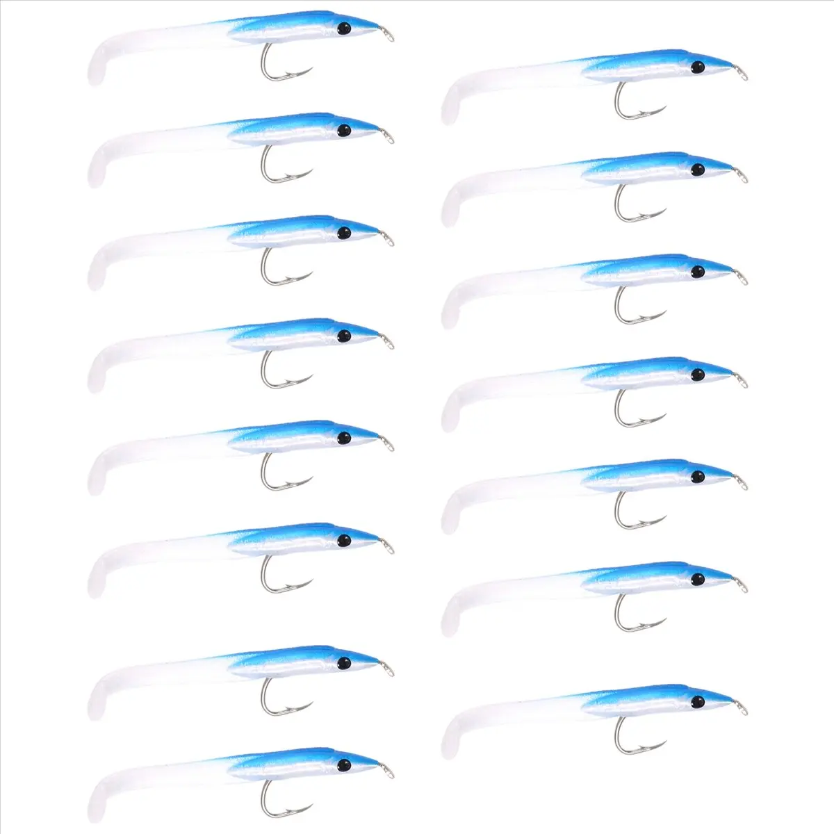 New Arrival Fashion  Fake Fishing Lure Sea Fishing Lure Bait with Hook Eel Bait 5cm/0.6G T Tail Soft Insect Simulation Bait 15Pc