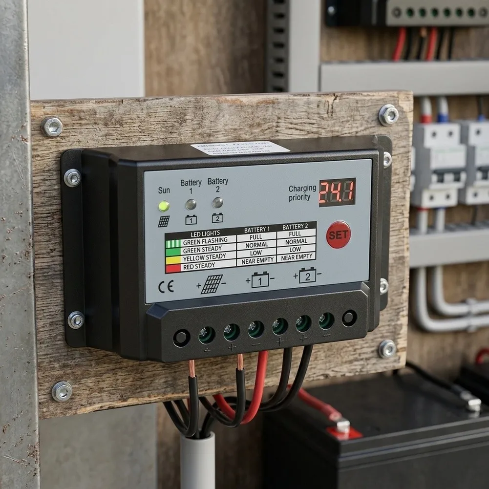 Dual Output Solar Charge Controller 12V 24V 10A 20A 30A for Two For Battery Systems in RV Marine and Off Grid Installations