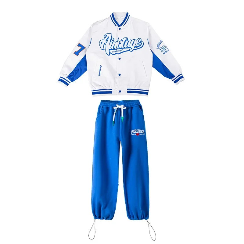 Hip-Hop Kinder kleidung Street Dance Outfit Brief druck Baseball Uniform lose Jogging hose Set Mädchen Jungen Jazz Tanz kostüme