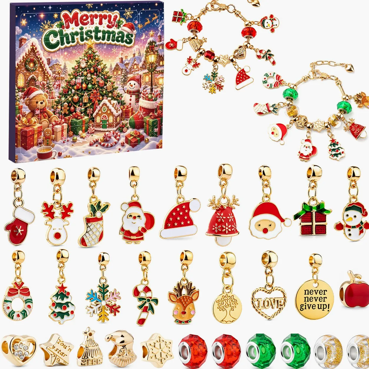 Christmas Handmade DIY Bracelet Blind Box 31 Grid Girls Beaded Jewelry Advent Countdown Calendar Gift Box Wholesale