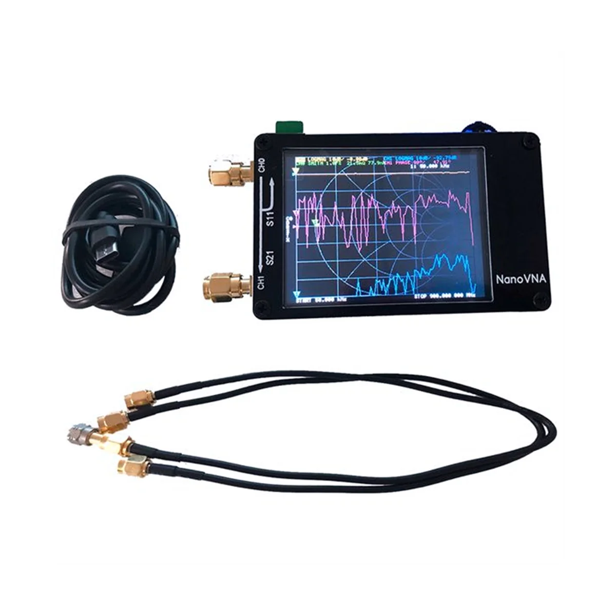 Analisador de rede vetorial NanoVNA, LCD, HF, VHF, UHF, UV, 50KHz-900MHz, analisador de antena, bateria embutida, 2,8"