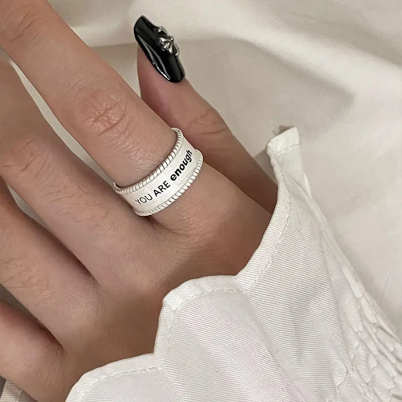 Neue Mode Silber Farbe Open Finger Ring Buchstaben Worte Wünschen Breite Punk Stapelbar Für Frauen Mädchen Schmuck Geschenk Dropship – Detail 9