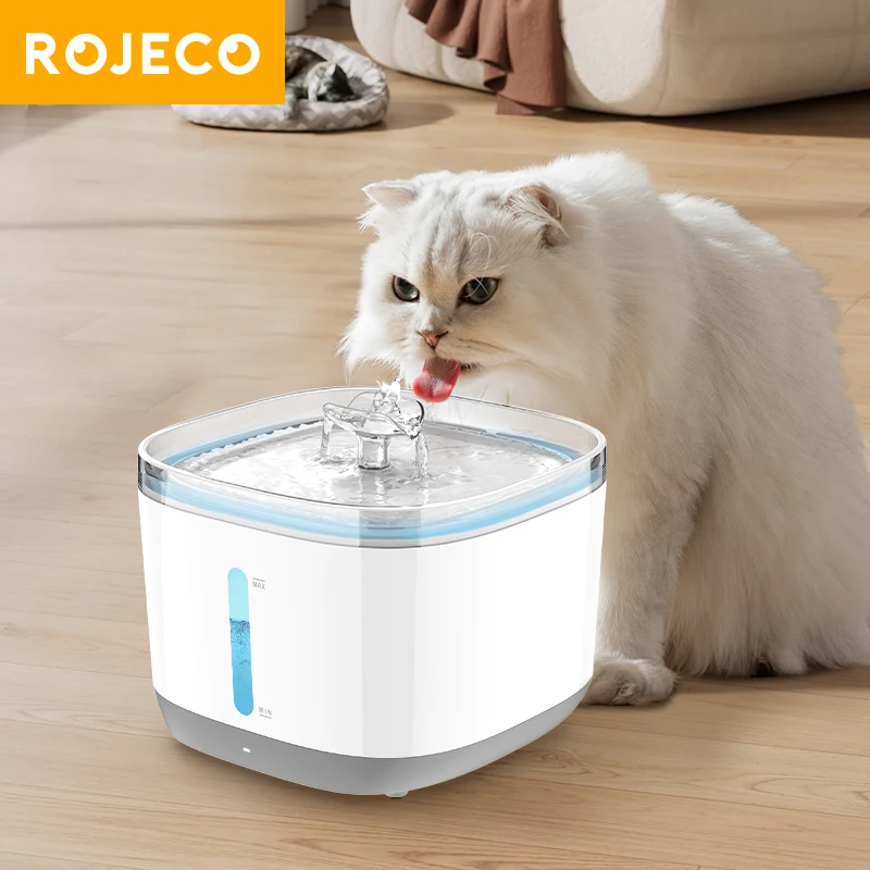 

ROJECO Wireless 2.5L Cat Water Fountain Smart Pet Water Dispenser Radar Sensor Silent Automatic Drinking Fountain Filter 5000mAh