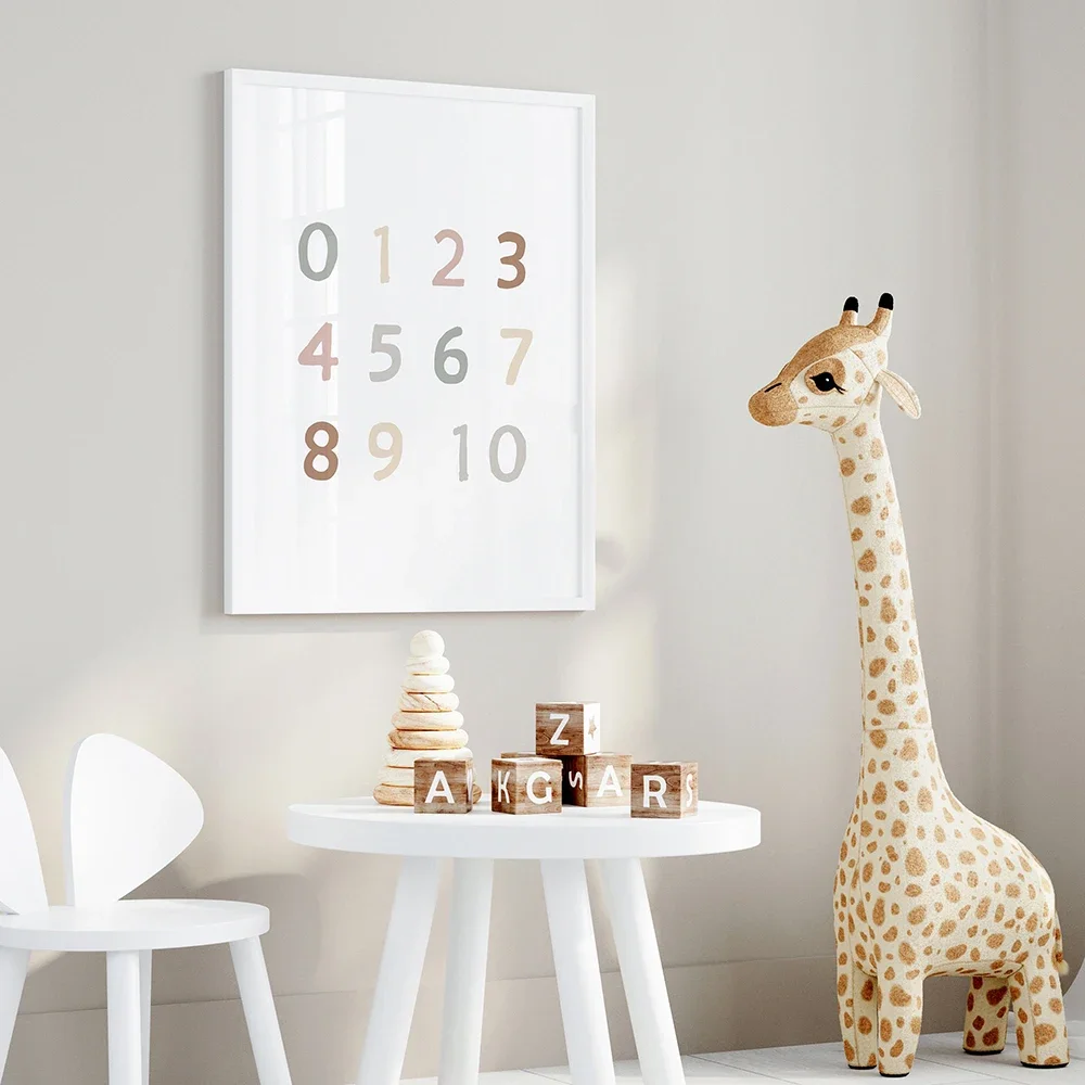 Alphabet Number Nursery Kids Education Canvas Painting Animal Color Shape Learning Prints Wall Art Nordic Poster Baby Room Decor