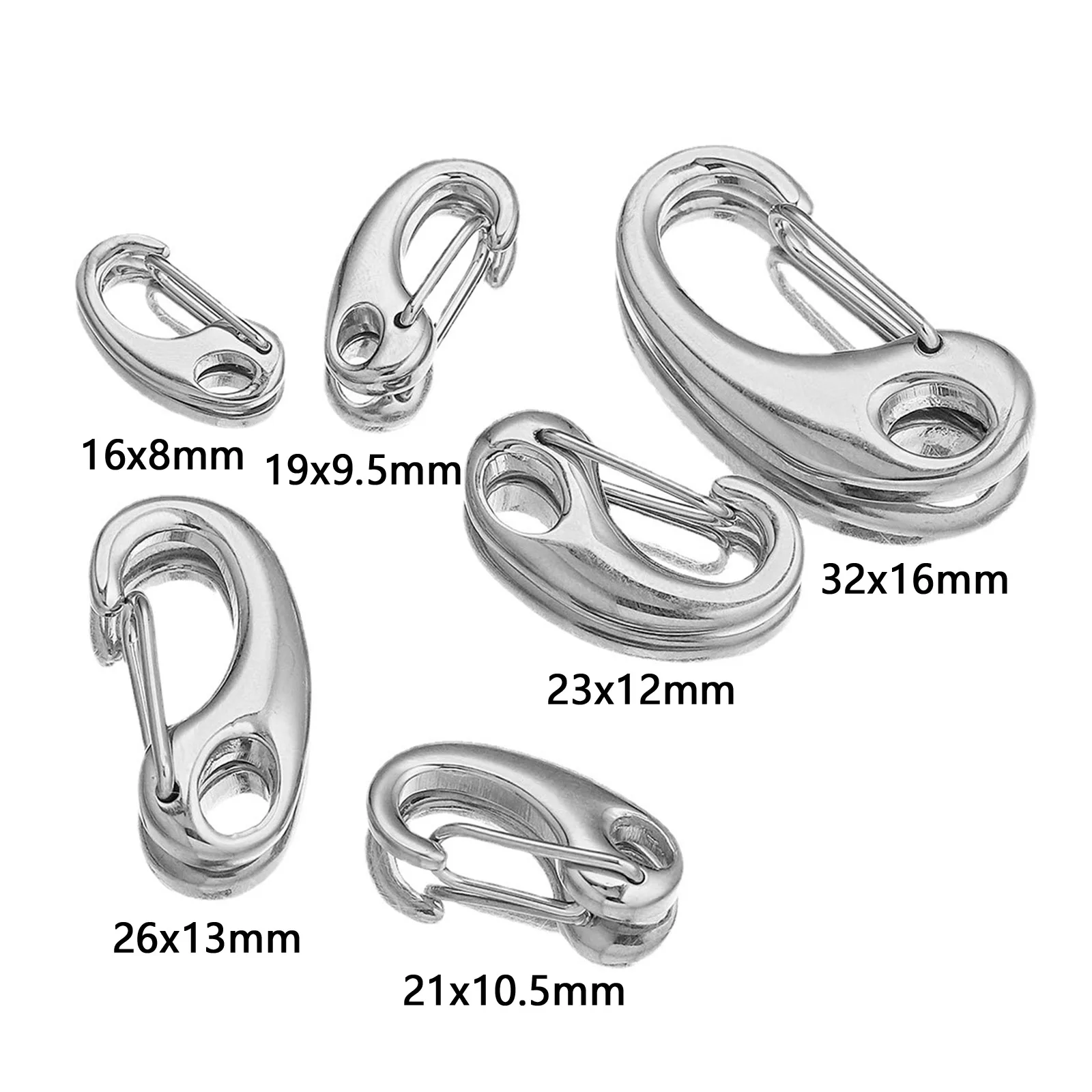 Stainless Steel D-Shaped Lobster Clasps Hooks Connectors for Bracelet Necklace Jewelry Making Sipplies Spring Carabiner Keychain