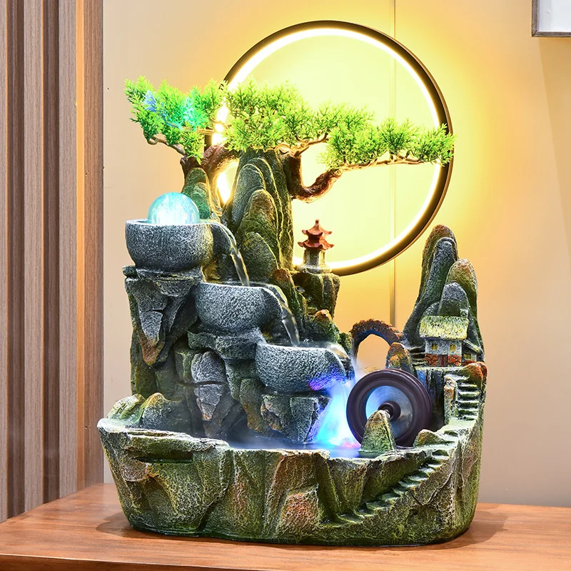 

Circulating water living room lucky bonsai humidifier rockery landscape fish tank water wheel feng shui wheel