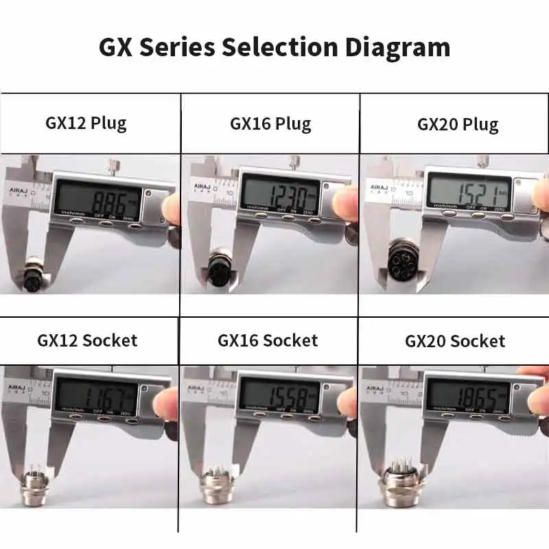 Diamond Shaped GX16 Aviation Plug Metal Male Female Silver Plating GX16-2Pin 3Pin 4Pin 5Pin 10Pin 15A 250V M16 Industrial Plug