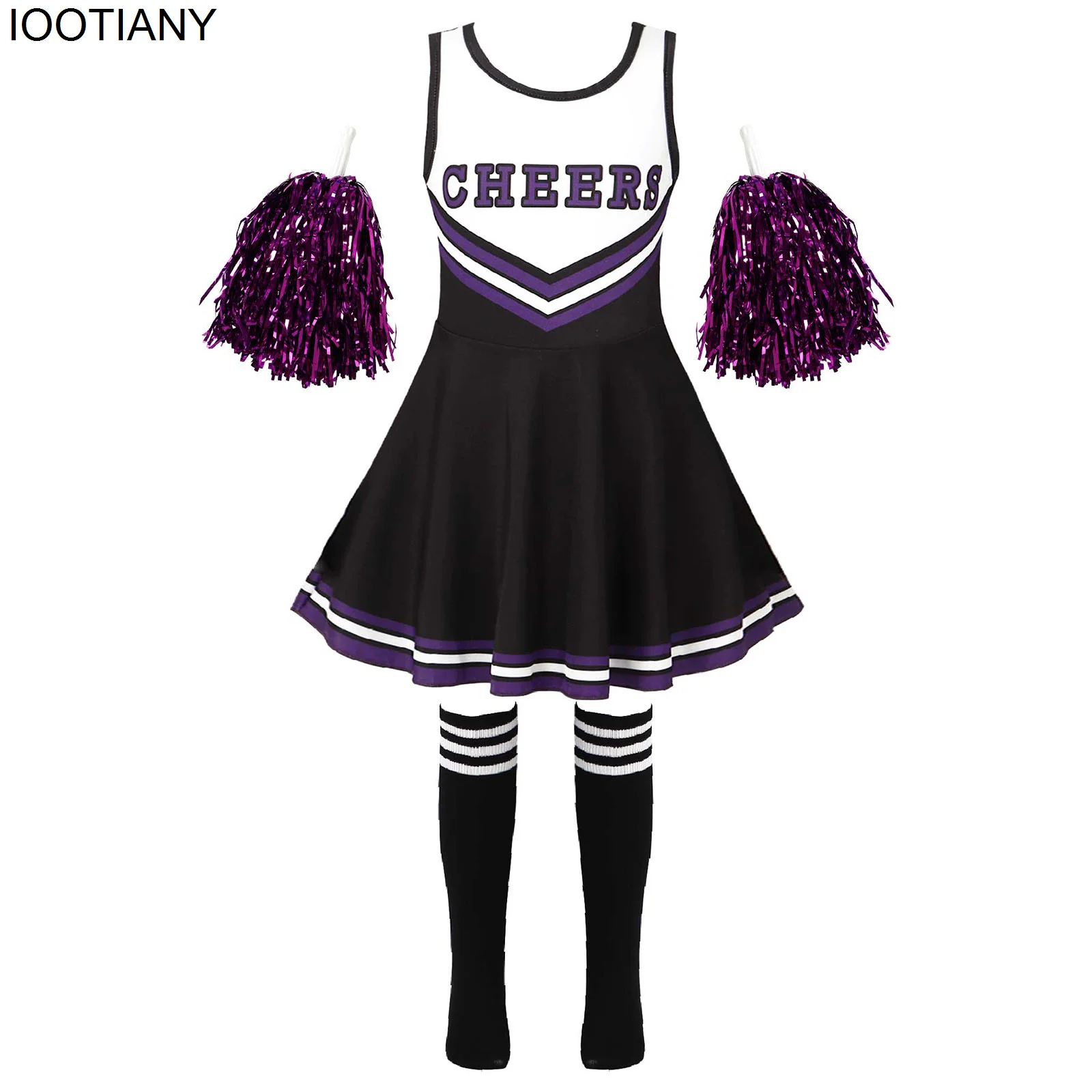 Girls' Energetic Cheerleading Uniform Children's Football Baby Letter Printed Dress Campus Sports Meeting Celebration Clothing