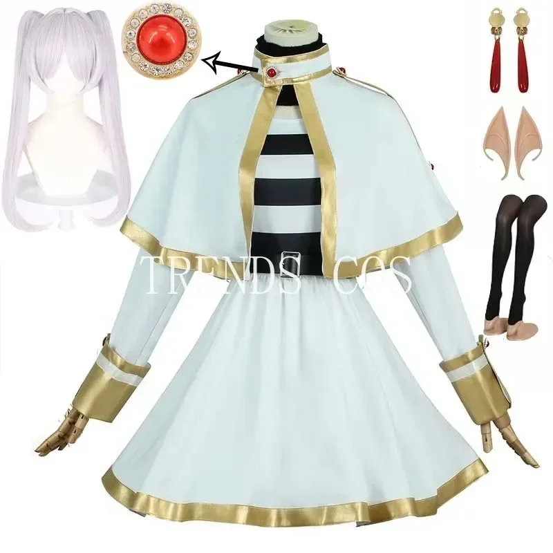 Frieren Cosplay Costume  Anime Frieren Beyond Journey\'s End Dress Ears Earrings Outfit Stockings Frieren Outfits