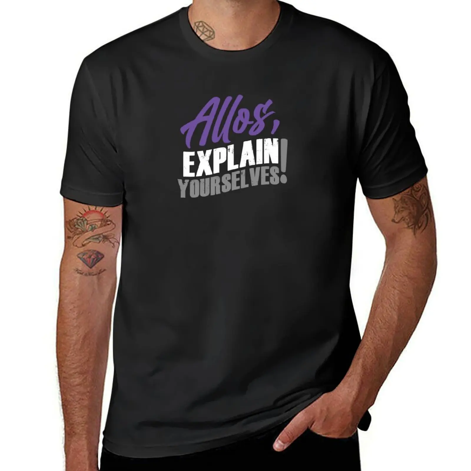 Allos, Explain Yourselves! (Block) T-Shirt summer clothes oversizeds mens vintage t shirts