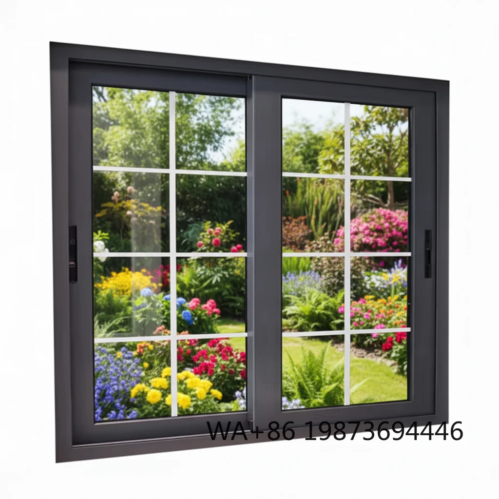 Custom-size sliding aluminum windows, modern design with heat insulation and easy installation