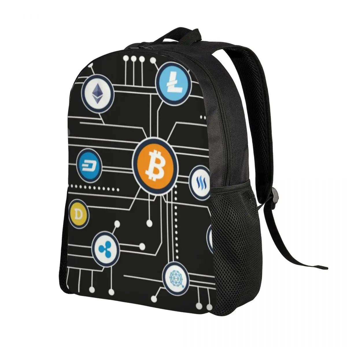 Criptomoeda Bitcoin Ethereum Mochilas, Logotipo Blockchain, escola, Estudantes Bookbag, Fits 15 "Laptop, Ethereum sacos