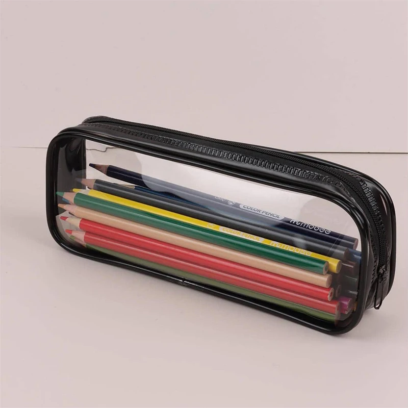 1pc Transparent Zipper Pencil Case Pen Bag Cosmetic Makeup Pouch Sundries Organizers Stationery Gifts School Supplies