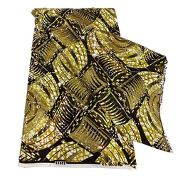 Ankara African Fabric gold Real Wax Fabric Nigeria Ghana Style Tissu Sewing Dress Craft DIY 100% Cotton 4+2yards