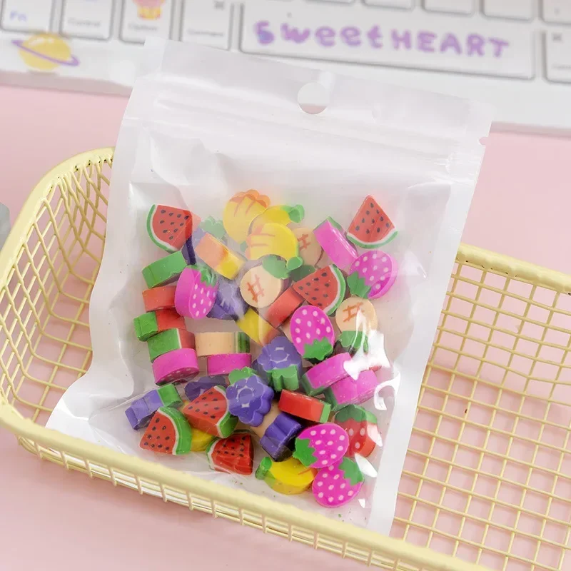 Mini gommes à crayons en caoutchouc mignonnes, gommes à fruits d'animaux de dessin animé, cadeaux de louange pour enfants, fournitures de bureau Kawaii Staacquersing, 50 pièces par sac