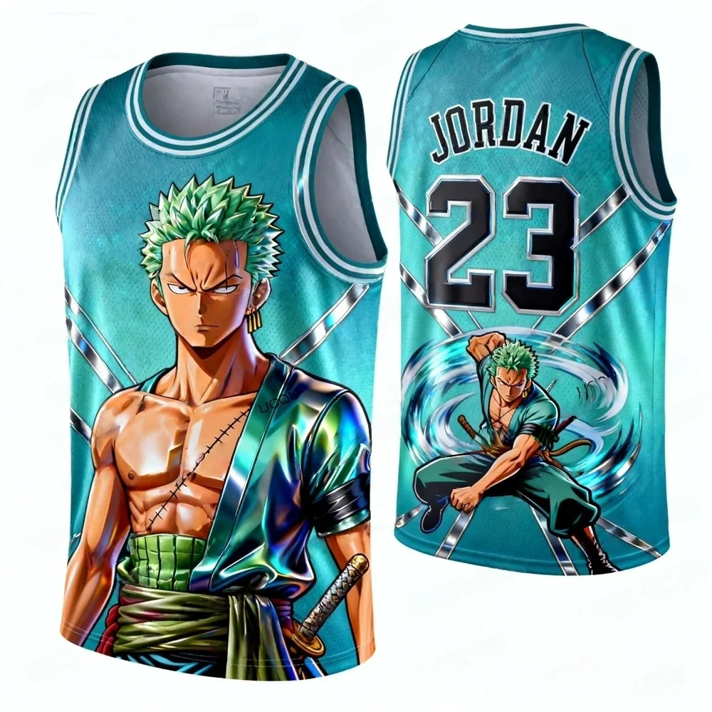 Camiseta de Baloncesto Edición Especial Roronoa Zoro de One Piece, Nueva Animación 2026, para Combinar en Familia, Jordan # Camiseta de Baloncesto Número 23