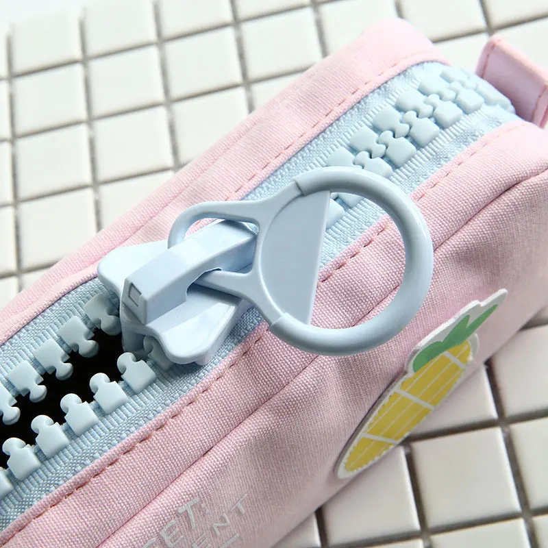 Корейская большая сумка-карандаш на молнии, модный стиль, простая холщовая сумка-карандаш большой емкости, школьный чехол, коробка для хранения канцелярских ручек