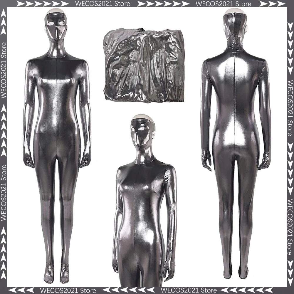 

2025 Movie 4 Pieces Fantastic Costume Shalla Bal Cosplay Fantasy Battle Clothing Silver Jumpsuit Disguise Adult Women Outfits