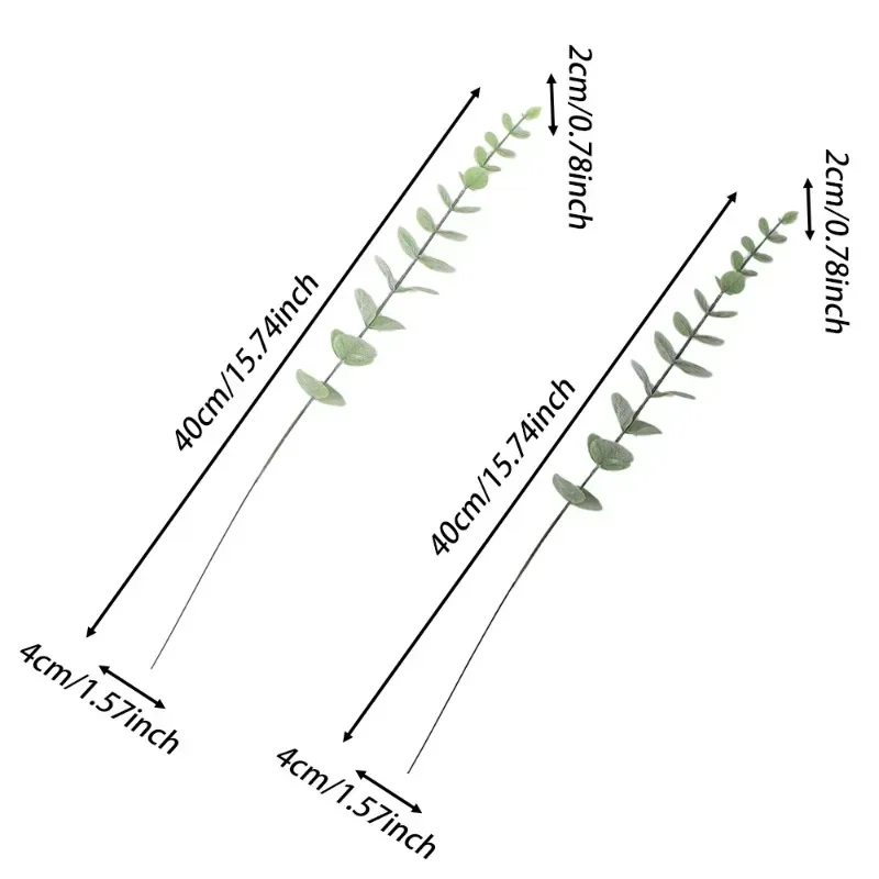 ดอกไม้ปลอม36/12ชิ้นใบยูคาลิปตัสกิ่งต้นไม้พลาสติกใบไม้สีเขียวลำต้นสำหรับงานแต่งงานดอกไม้ปลอมของตกแต่งแบบ DIY