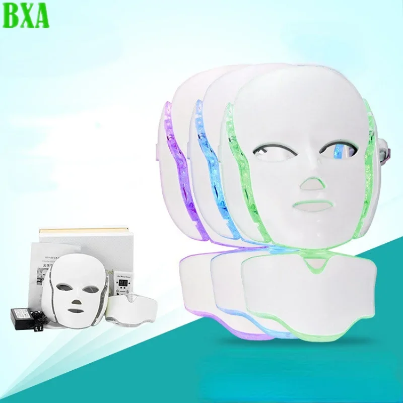 White Facial Beauty Mask 7 Colors Led Korean Photon Therapy Face Mask Machine Light Therapy Acne Mask Neck Beauty Led