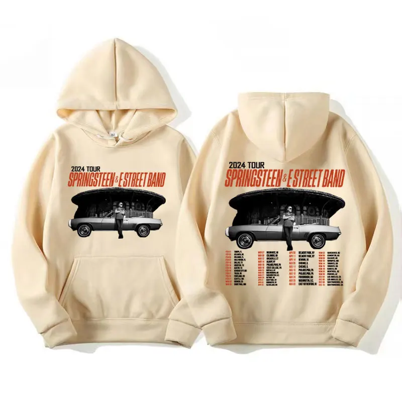 Bruce Springsteen and E Street 2024 Tour Double Sided Print Gothic Hoodie Men Women Fashion Hip Hop Punk Rock Sweatshirt Hoodies