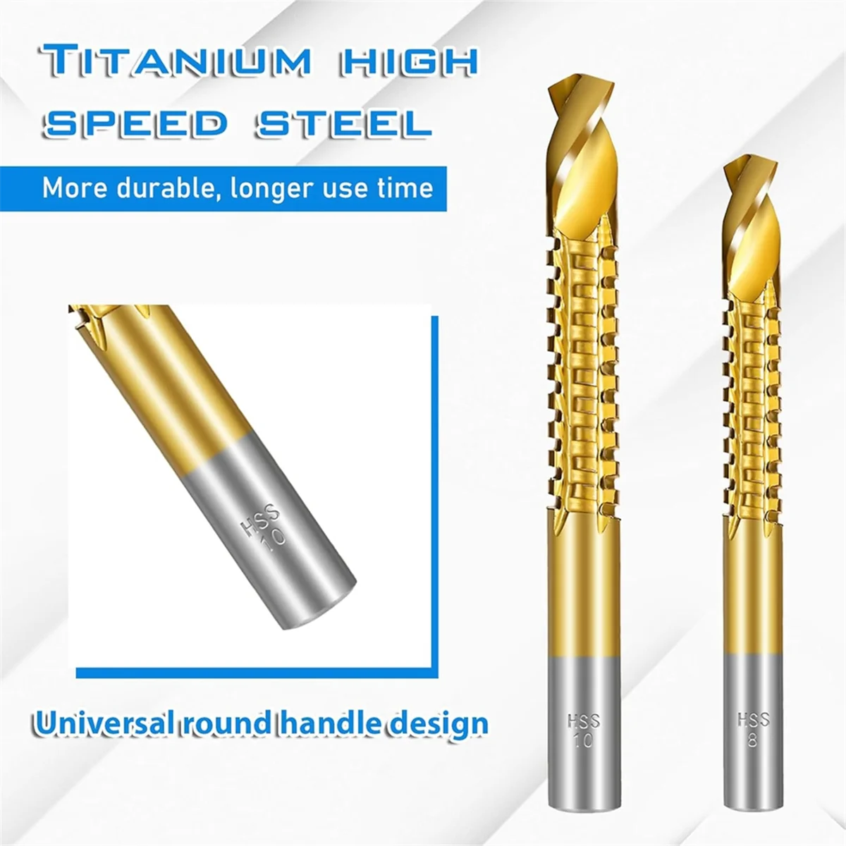 

AA98 7PCS Titanium Coated HSS Twist Drill Bits, 3-10mm Serrated Side Cutting Drill Bit, Hex Shank Serrated Cutting Drill Bits