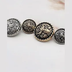 Round Fashion Deer Head Metal Buttons For Coat Sweater Vintage Clothing Decorated Animal Buttons 20PCS/Lot