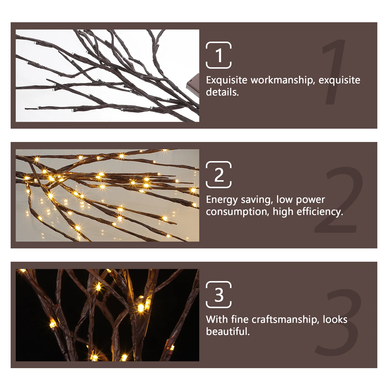 

3Pcs Simulation Tree Branches LED Bendable Indoor Night Lights Decorative Lamp Warm Soft Glow LED Branches Light