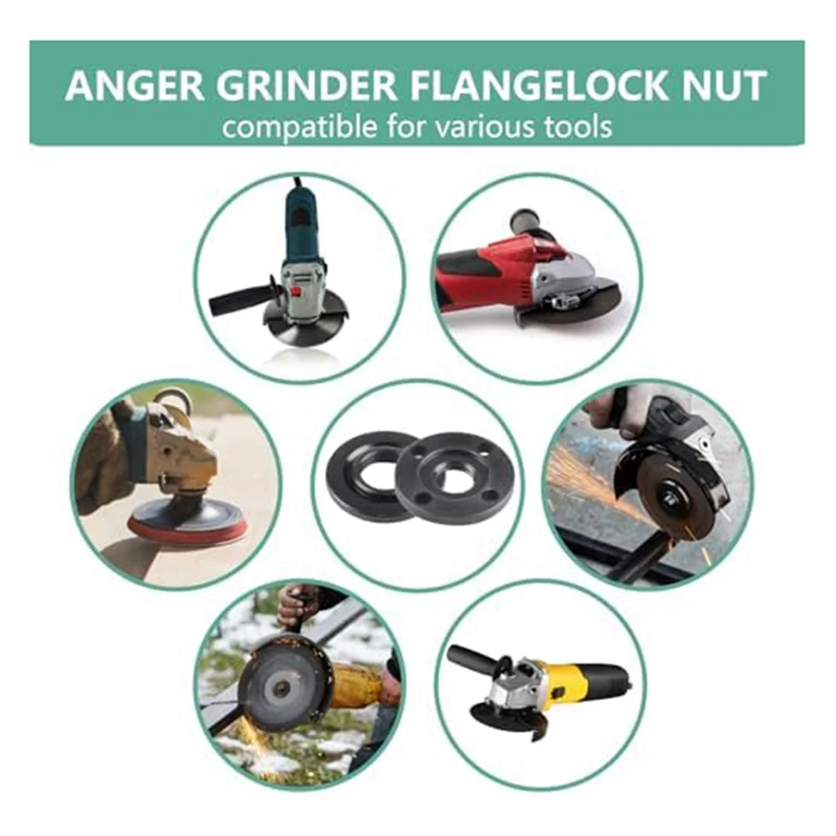 Tuerca de amoladora angular, tuerca de bloqueo de metal angular con brida de amoladora 5/8-11