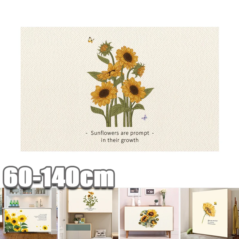 

Velcro Self Adhesive Sunflower Print Cabinet Curtain No Drill Dustproof Privacy Cover for Kitchen Sideboard Wardrobe Cabinet