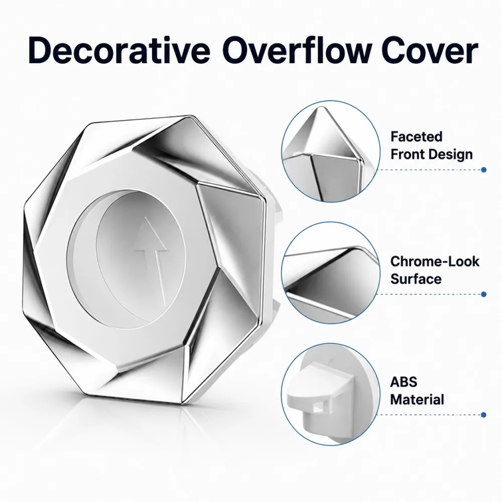 1-50Pcs Bathroom Basin Overflow Hole Cover ABS Drain Insert Snap In Clips Perforated Sink Trim Replacement Accessory