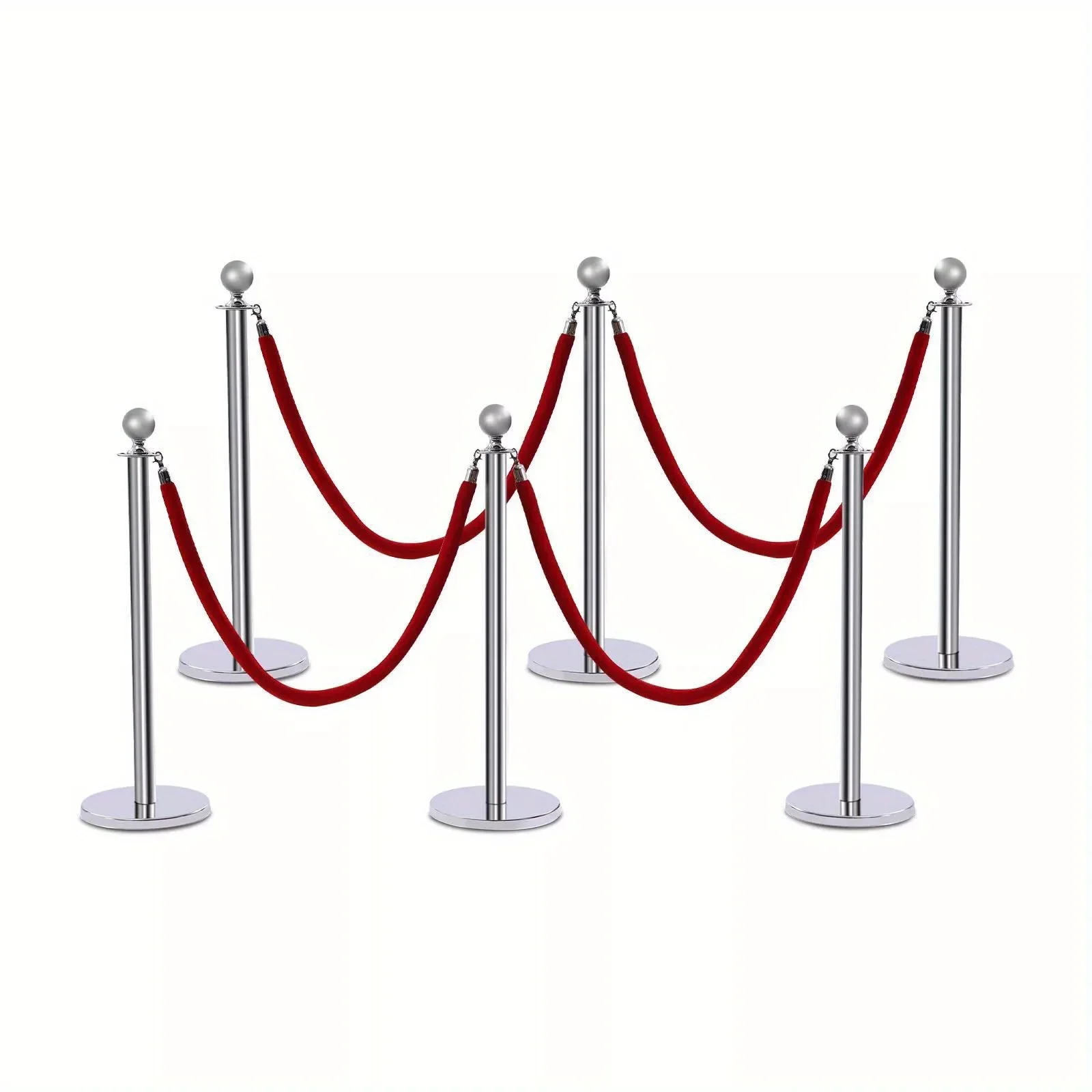 Drywall Keel 6PCS Stainless Steel Column Post Set Queue Safety Crowd Control Barrier and Rope