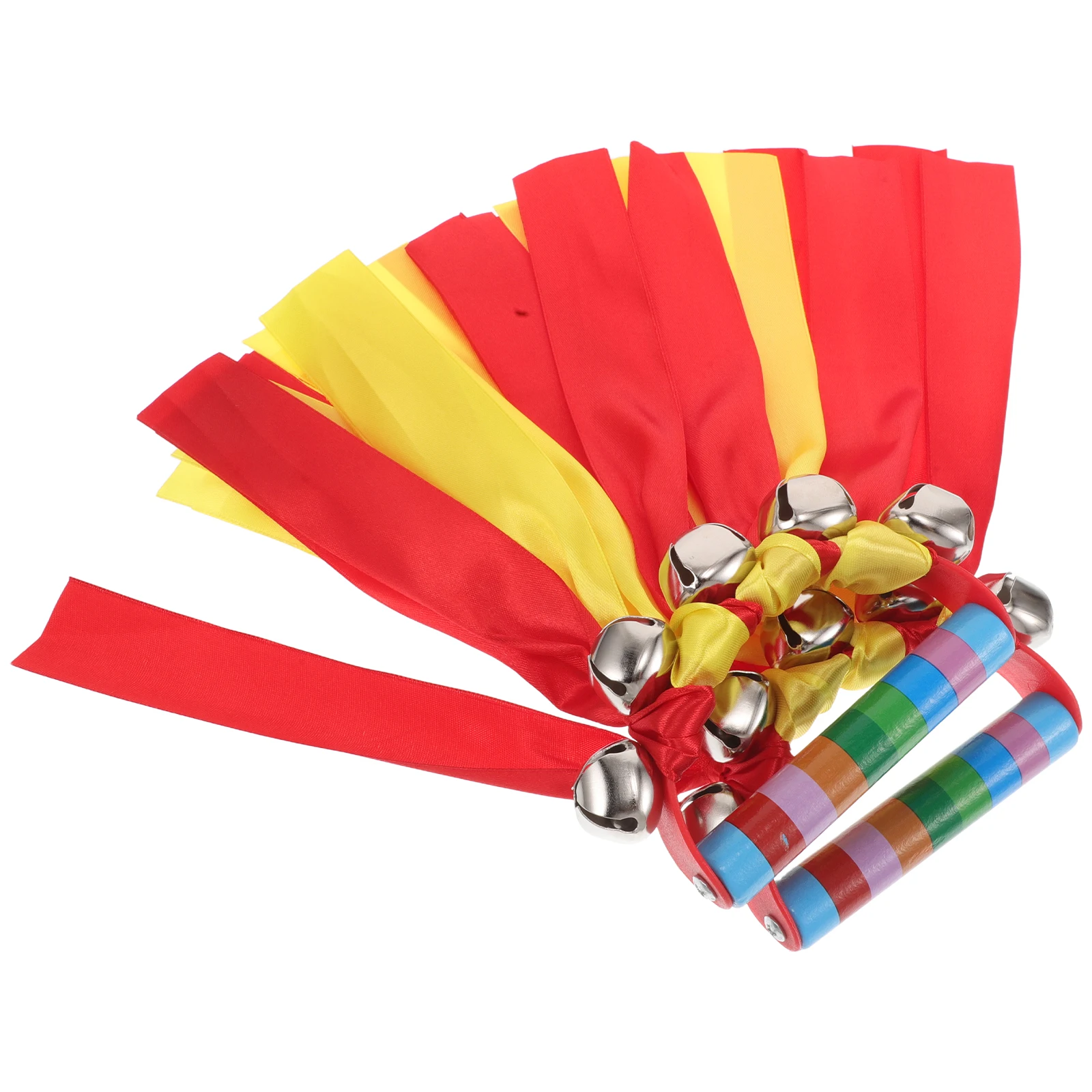 Handheld Hand Bells For Kids Gymnastics Dance Ribbons Fabric Reusable Sturdy Secure Strap Portable Musical Party Props