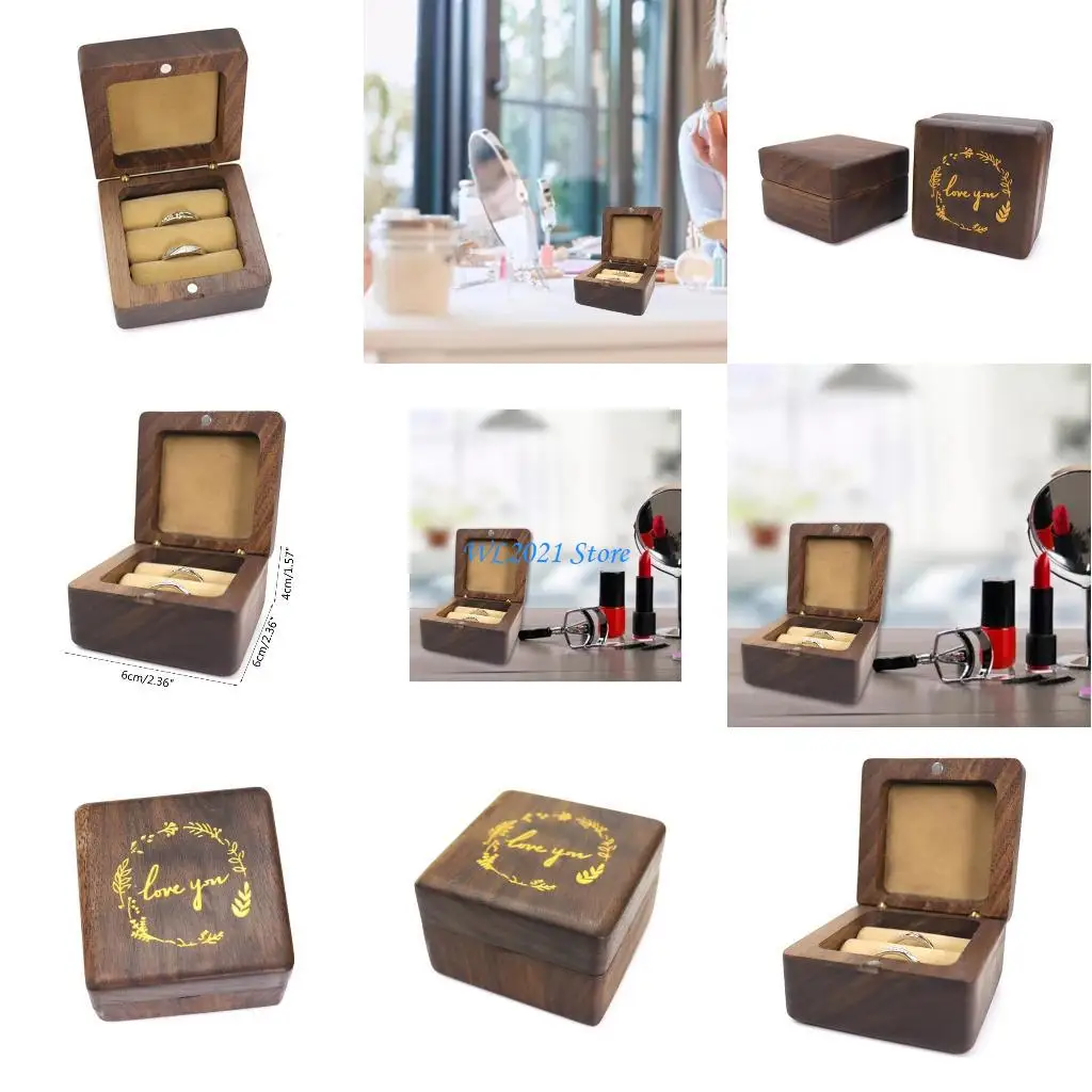 제안 생일 선물에 사용되는 G5GC 이중 사각형 모양의 호두 약혼 반지 상자