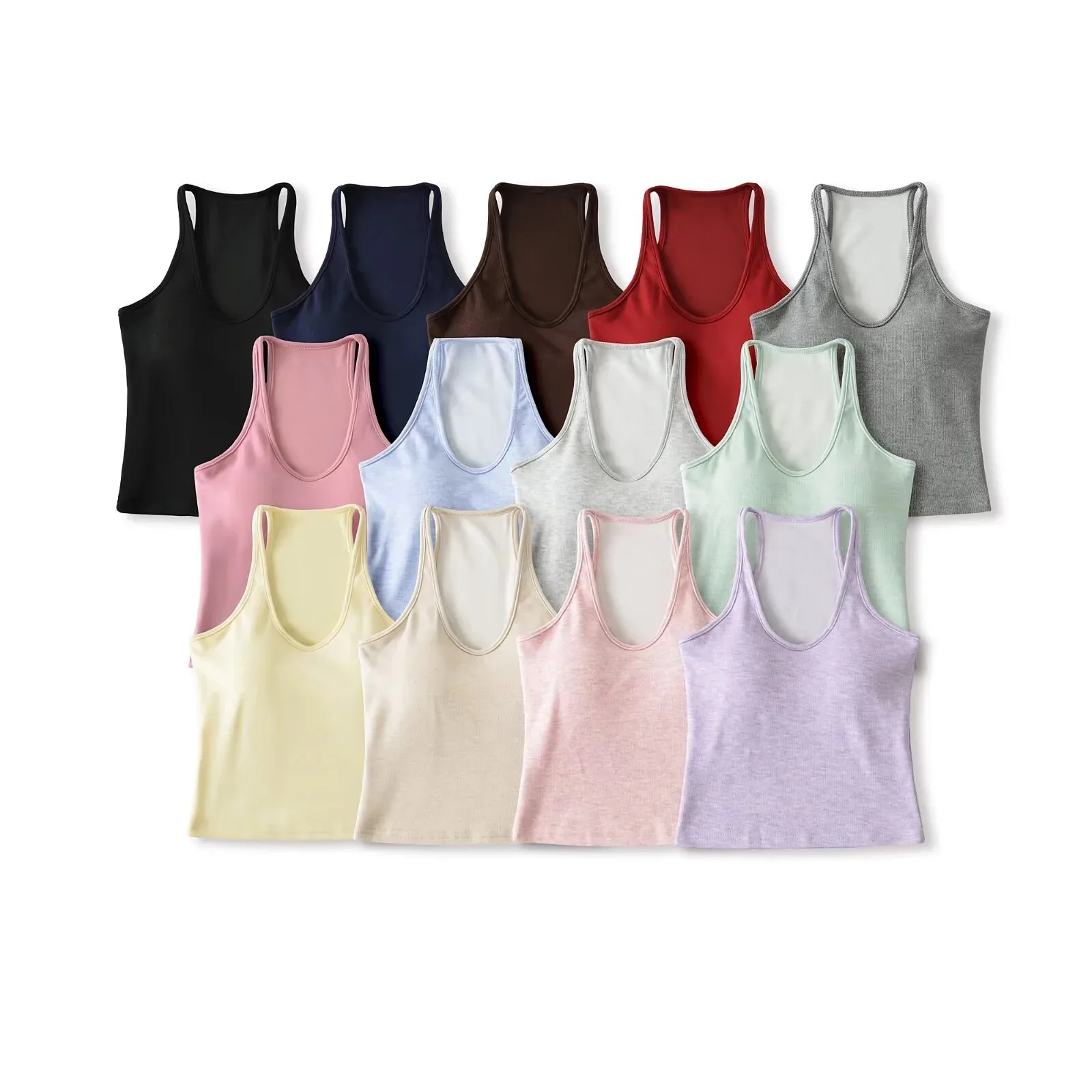American Style Narrow Shoulder Thin Strap Camisole for Women, New Autumn Model with Chest Pad, Slim Fit Sports Yoga Fitness LCXL