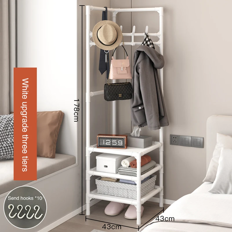 

Corner Coat Rack Multi-Function Floor Standing Clothes Hanger Racks Removable Metal Clothing Storage Shelf Cabinet Hanging Rack