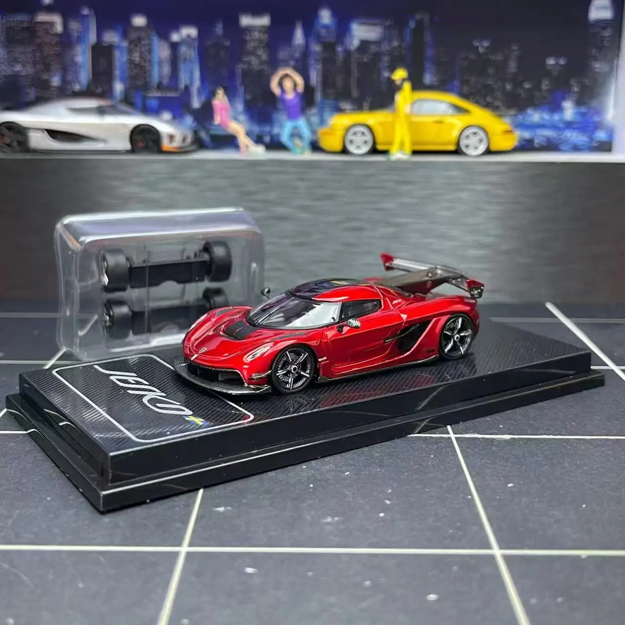 ダイキャスト-cm-1-64-スケール-jesko-攻撃チェリーレッド車モデルグッズおもちゃギフトお土産ディスプレイ飾り