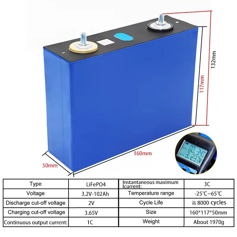 3.2V lithium iron phosphate battery 100ah 102ah 105ah for 12v 24V  inverter RV solar battery A-class off-road vehicle motorcycle