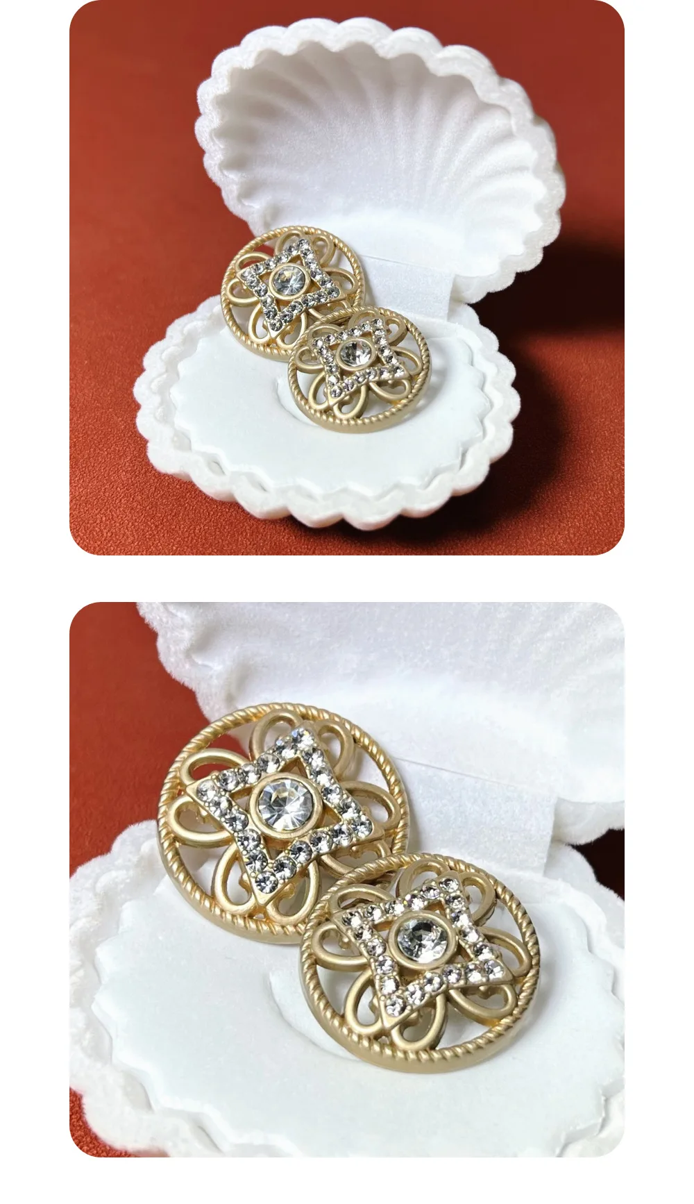 10 Stück Metallknöpfe, Kleidungszubehör, eingelegte Strass-Dekorationsknöpfe für Kleidung, DIY-Bastelbedarf, Nähzubehör, ausgehöhlter Knopf – Detail 5