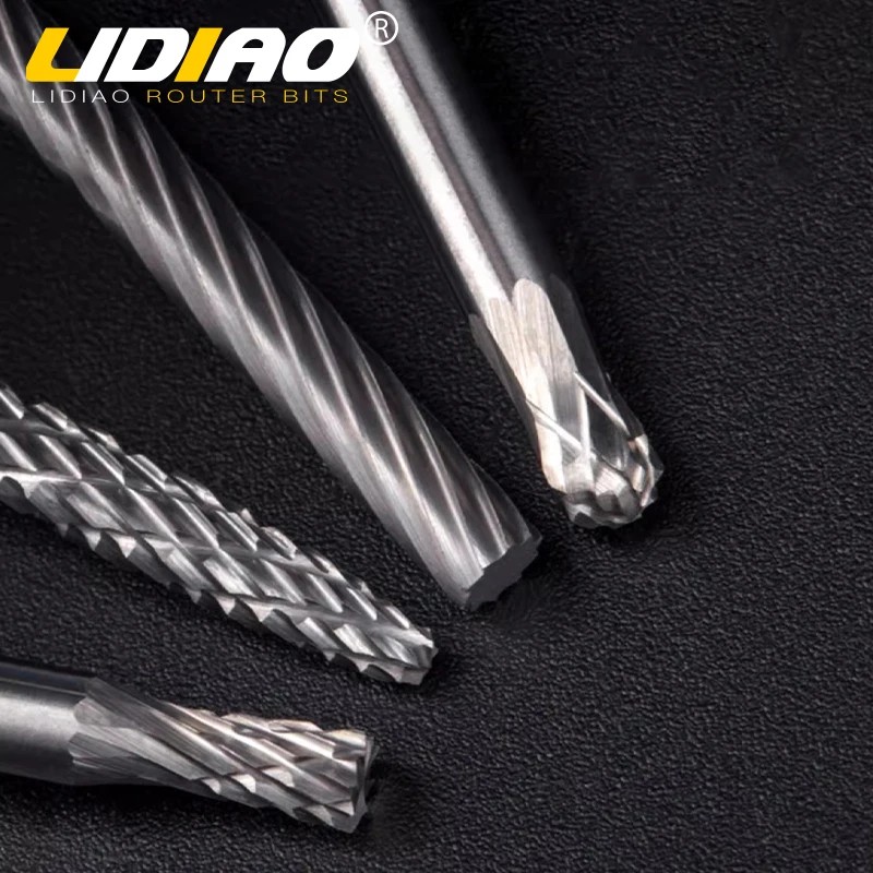 LIDIAO 1PC 3mm Shank Rotary File Wood Metal Polishing Carbide Drill Bit File Hard Alloy Rotary Burr CNC End Milling Cutter